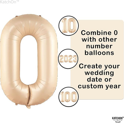 KatchOn Gaint Caramel 0 Balloon Number 40 Inch | Retro Apricot Number Balloons - Image 5