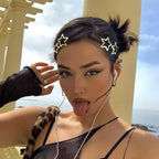 Star Hair Clips 2000s Y2K Snap Hair Barrettes Non Slip Star Hair Accessories Gold Metal Hair Clips for Girls Women -15 PCS 1.18"