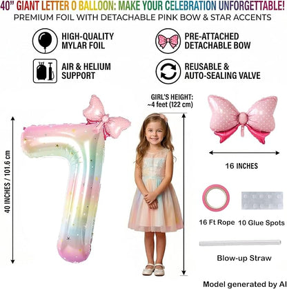 40 Inch Rainbow Number 7 Balloon Giant Foil Mylar Birthday Party Decor | Giant - Image 2