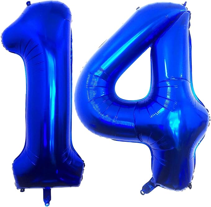 Navy Blue 14 Number Balloons, 40 Inch Giant Number 14 Balloons Foil Mylar by Lovoir
