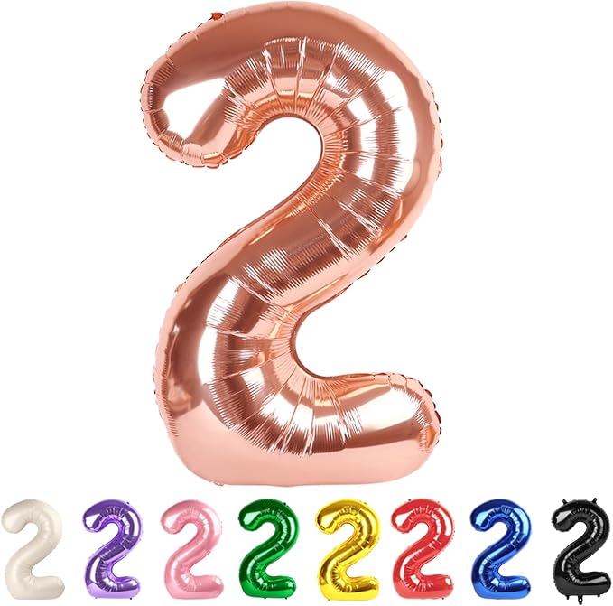 Number 2 Balloon 40Inch Rose Gold Party Decorations by Mluchee