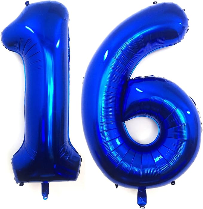 40 Inch Navy Blue 16 Number Balloons Giant Jumbo Huge 16 or 61 Foil Mylar by LHOAVWE