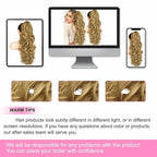 ALXNAN Ponytail Extension,24 Inch Claw Clip in Long Curly Wavy Medium Blonde with Blonde Highlights Ponytail Hair Extension Jaw Clip on Pony Tails Hairpiece for Women