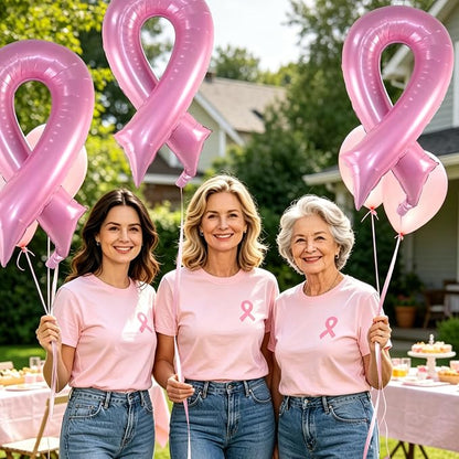 Breast Cancer Awareness Jumbo Foil Balloons Pink Ribbon Foil Balloons | 42" - Image 5