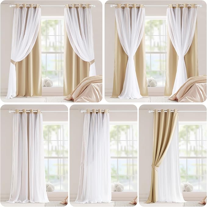 PONY DANCE Living Room Curtains, 52 by 84 inches, Biscotti Beige, Tie-Backs - Image 7