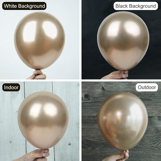 Ouddy Party 129Pcs Chrome Gold Balloons Different Sizes - Image 4