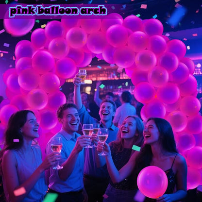 100 Pcs UV Neon Pink Balloons 12 inch Neon Party Supplies, Glow in the Dark - Image 8