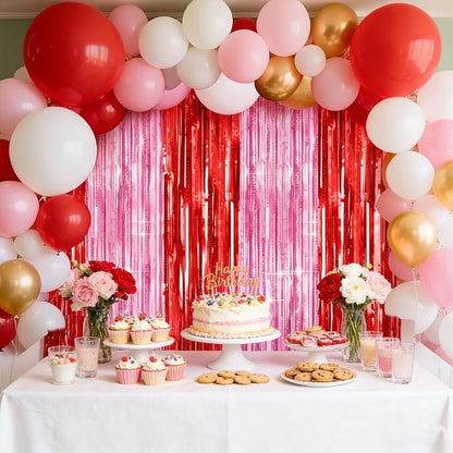 4 Packs Pink and Red Foil Fringe Curtain, Baby Shower, Princess Bachelorette - Image 5