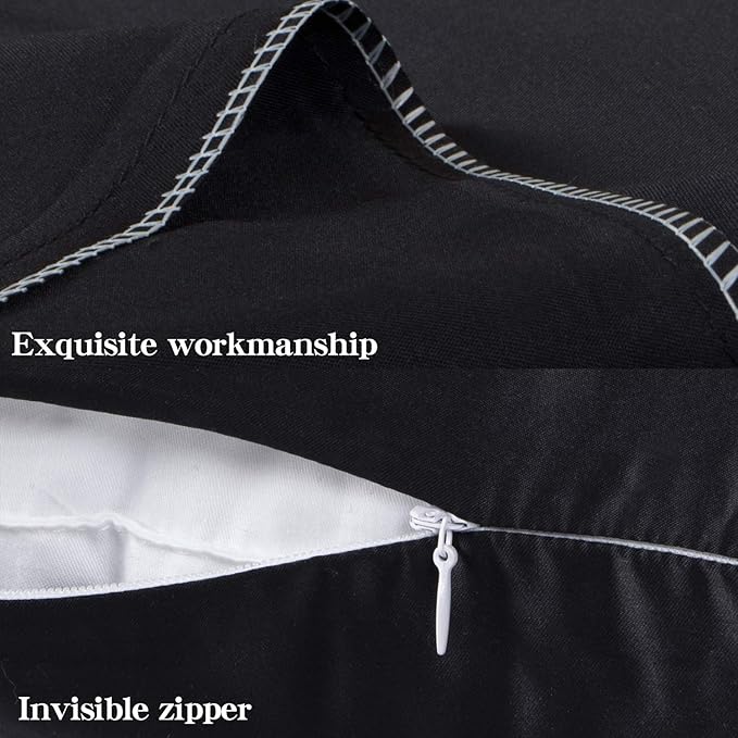 NTBAY Zippered Satin Pillow Cases for Hair and Skin, Luxury Standard Hidden Zipper Pillowcases Set of 2, 20x26 Inches, Black