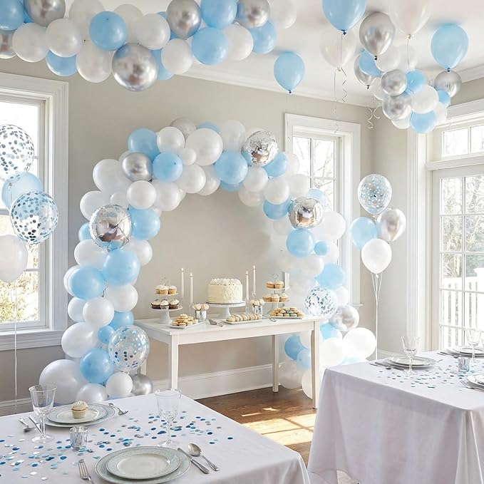 RUBFAC Pastel Blue Balloons Different Sizes Light Blue Balloon 154pcs | Blue - Image 6
