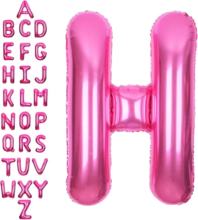 SUWEN 40 Inch Hot Pink Large H Letter Balloons Big Foil Helium Letter A-Z | by SUWEN
