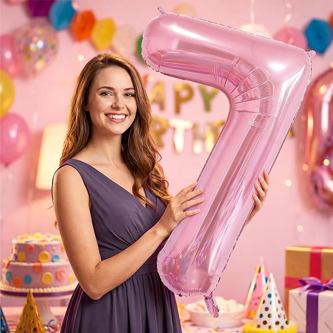 Number Balloons Pink Party Balloon - Image 6