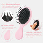 Mini Hair Bursh for Women,girls-Protable Travel Size Hair Brush for Pockets,Purse,backpack-Mini Detangler Brush for All Hair Types,Small Hair Brush for Detangling(Pink)