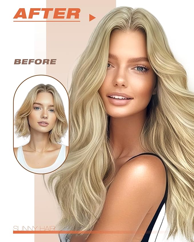 Sunny Hair Tape in Hair Extensions Real Human Hair Invisible Remy Hair Extensions Tape ins for Women Golden Blonde Highlight Medium Blonde 16 inch 20Pcs 50G