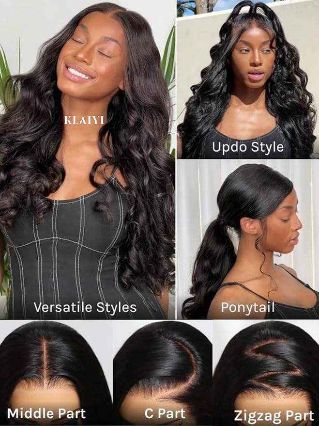 KLAIYI HD Real Scalp Wig 13x4 Lace Frontal Human Hair Wig Loose Body Wave with Face Framing Curtain Bangs Pre Everything Glueless 3S Wear and Go Precut Lace Pre Plucked Pre Bleached 180%Density 20Inch
