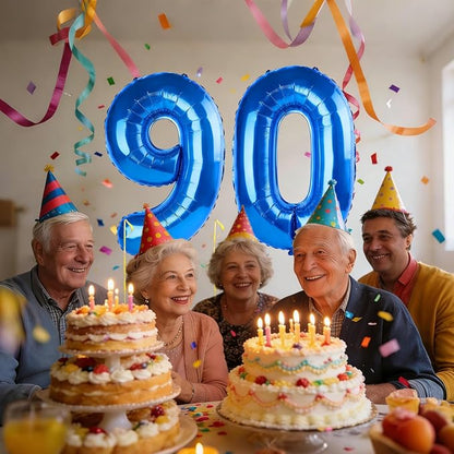 40 Inch Number 90 Balloons for 90th Birthday Party Decorations, 0-100 Dark Blue - Image 2