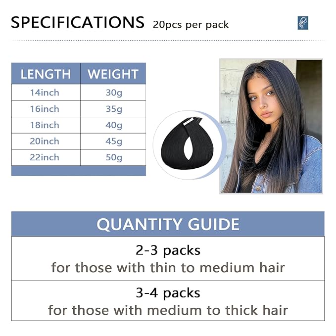 COOKAYU Invisible Tape in Hair Extensions, 16 Inch 35g 20pcs Jet Black Seamless Straight Invisible Extensions Human Hair Invisi Edge Tape ins