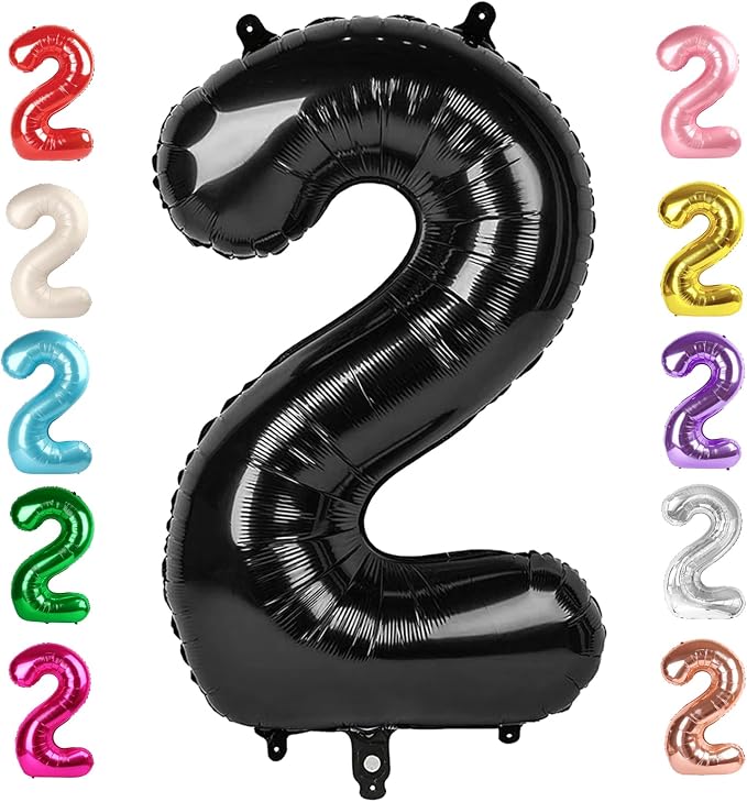 2 Balloon Numbers Birthday Decorations, 40In Black Balloons by Mluchee