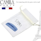 Camila Paris CP3441 French Hair Barrette Clip for Girls, Blue, Rubberized Automatic Clasp Strong Hold Grip Hair Clips for Women, No Slip and Durable Girls Hair Accessories, Made in France