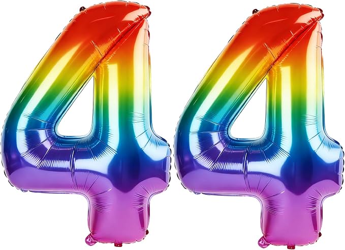 40 Inch Number 44 Balloons for 44th Birthday Party Decorations, 0-100 Rainbow by FOBELEC