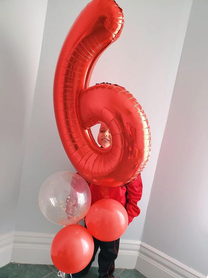 Number 6 Balloons 40 Inch Red Balloon - Image 2