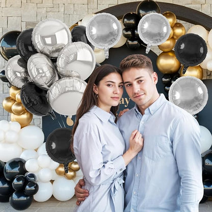 20PCS Silver Black 18 Inch Round Foil Balloon, Giant Round Foil Balloon - Image 7