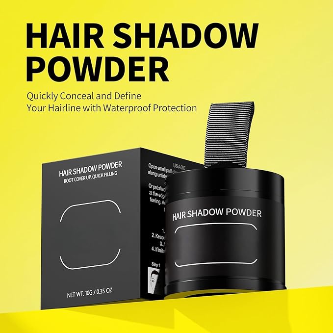 Gowwim Root Touch up Powder, Instantly Gray Hair Cover up Hairline Powder for Women & Men Waterproof and Sweatproof Root Cover Up Long-Lasting for Thinning & Loss Hair (Light Brown, 10g)
