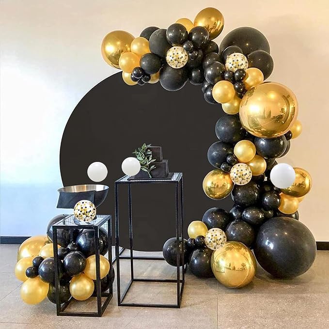 CANREVEL 50pcs 12 Inches Black Gold Confetti Balloons Kit, Metallic Gold and - Image 4