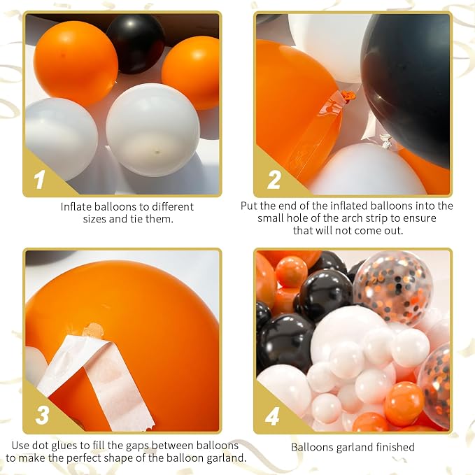 141pcs Orange Black and White Balloon Garland Kit, 18 12 10 5 Inch Balloon | - Image 3