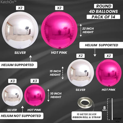 KatchOn Hot Pink and Silver Balloons - Image 3