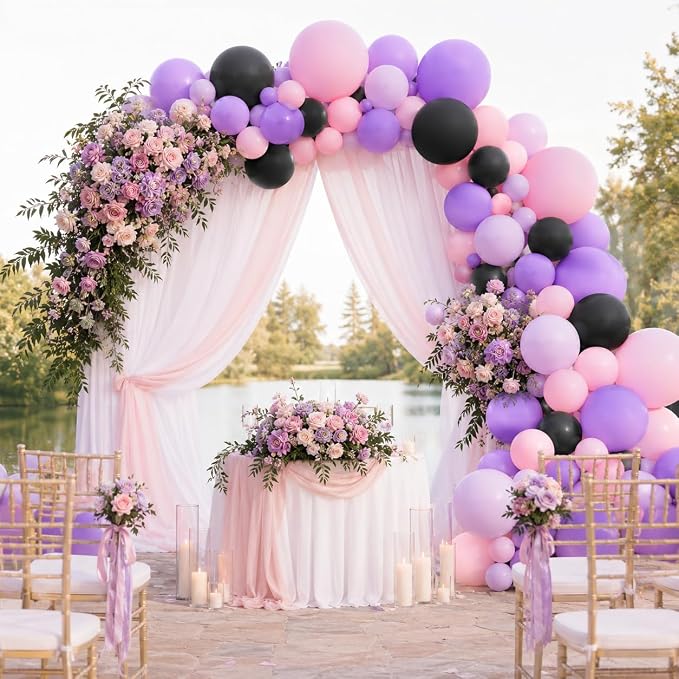 Pink Purple Black Balloons - Image 6