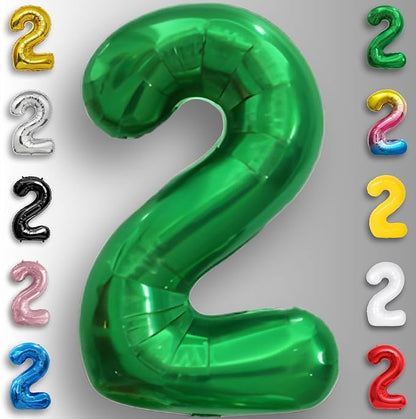 Green Number Balloon 2 Mylar Foil Balloons 16 inch - Image 3