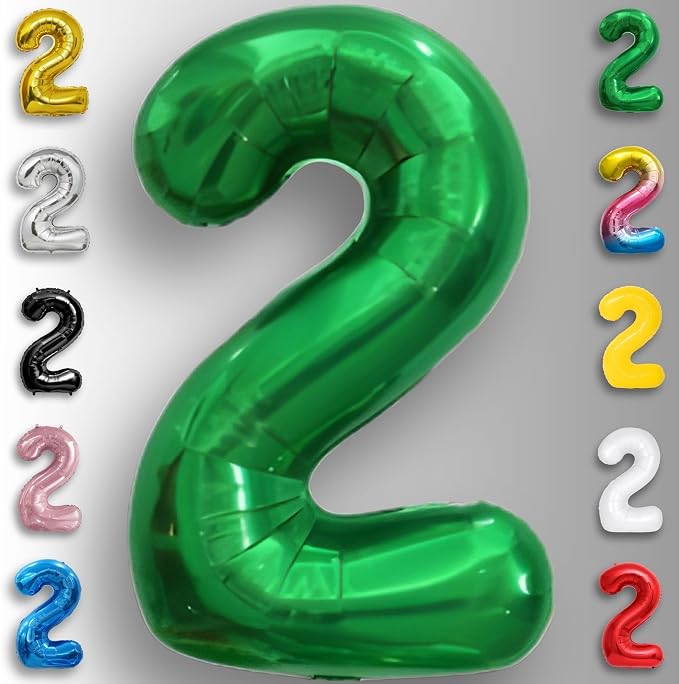 Green Number Balloon 2 Mylar Foil Balloons 32 inch - Image 5