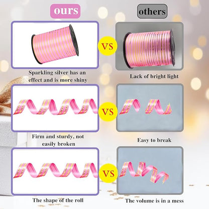 Pink and Gold Curling Ribbon, 219 Yard Balloon Ribbon - Image 3