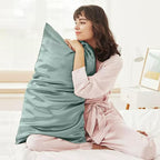 Teal Silk Pillow Cases Queen Made in USA, 100% Mulberry Silk Pillowcase with Hidden Zipper, Premium 22 Momme Cooling Acne Pillowcase, 1 Pack 20"x30" (Queen, Mineral Blue)
