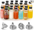 DIDITIME 24 Pack 2 oz Small Clear Glass Bottles with Lids & 4 Funnels - 60ml Boston Round Sample Bottles for Potion, Juice, Ginger Shots, Oils, Whiskey, Wellness Shots, Mini Travel Bottles