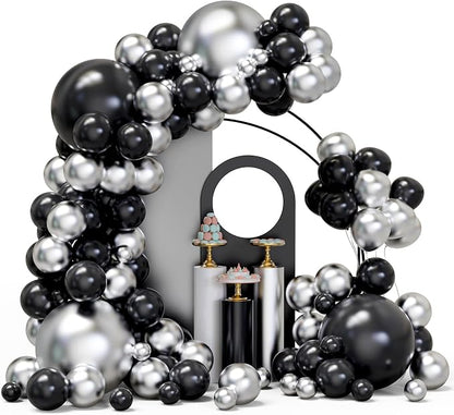 Black and Silver Balloons Arch Garland Kit, Graduation, Baby Shower, Disco New by YMSZ