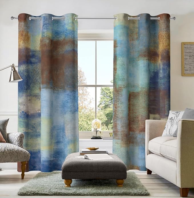 Asuexpect Abstract Curtains 2 Panels Abstract Rust Curtain Room Darkening by Asuexpect