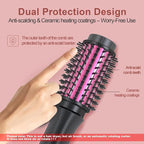 Youbella Cordless Hair Curling Iron Brush, Mini Travel Hot Straightener Comb, 3-in-1 Portable Wave Curling Wand, 1.5″ Ionic Heated Brush, USB Rechargeable Hair Curler, Black – No Automatic Rotation