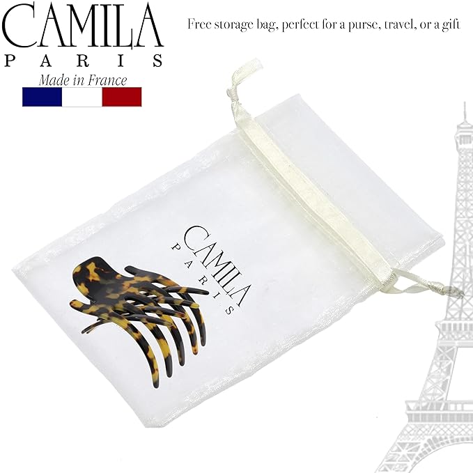Camila Paris CP3472 French Hair Clip for Women, Hand-Made Hair Side Clips, 3 inch Girls Hair Claw Clips Jaw Fashion Durable Styling Hair Accessories for Women, Strong Hold No Slip Grip, Made in France