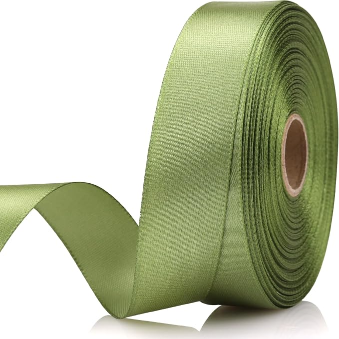 7/8 Inch 30 Yards Olive Green Satin Craft Ribbon-Single Face Polyester Ribbon by Unknown