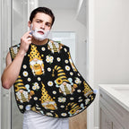 Adjustable Non-Stick Beard Apron, Hair Catcher Cape for Shaving Grooming, Waterproof with Suction Cups Men, Sunflower Bee Cute Cartoon Gnome Black Shave Bib
