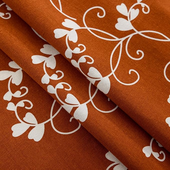 F-CHU Terracotta Curtains for Bohemian 90 Inch Length French Country Floral - Image 7