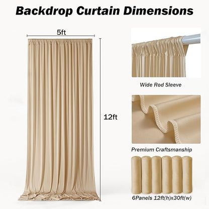 30ft×12ft Champagne Backdrop Curtain - Image 5