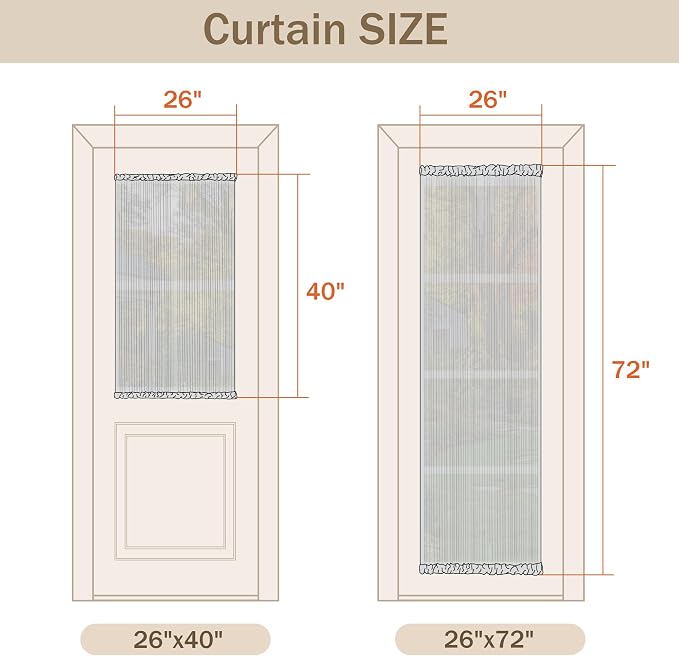 MYSKY HOME Floral Linen French Door Curtains Green Farmhouse Privacy Door - Image 5