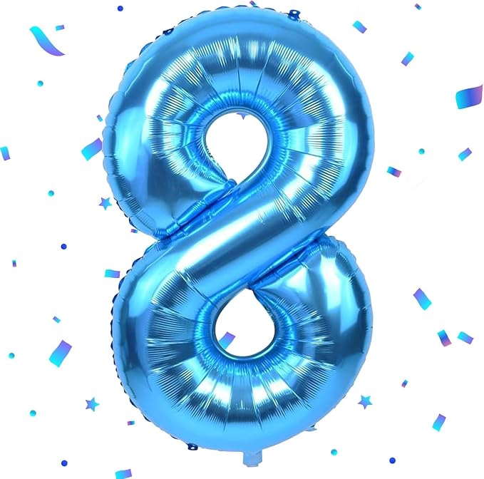 40 inch Blue Number Balloon Giant Foil Helium Balloons Blue Number 8 Balloon by Yeodong