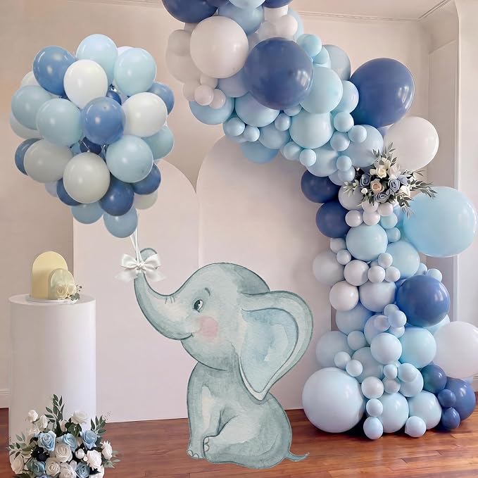 43 Pcs Blue Elephant Baby Shower Decorations Boy 31 Inch Elephant Cardboard - Image 6