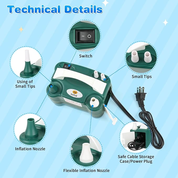 Electric Balloon Pump, Portable Electric Balloon Blower Machine Balloon Air - Image 3