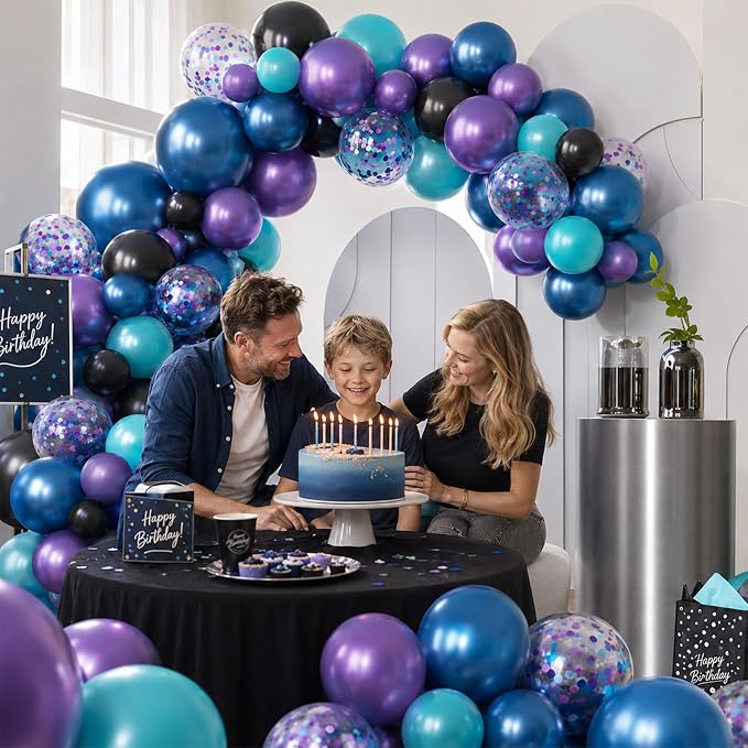 Black Teal Purple Balloons - Image 5