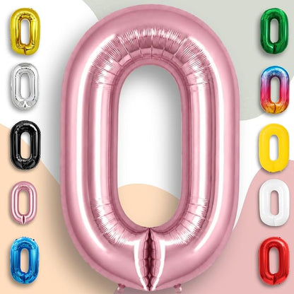 Pink Pearl Number Balloon 0 Mylar Foil Macaron Balloons 16 inch - Image 4